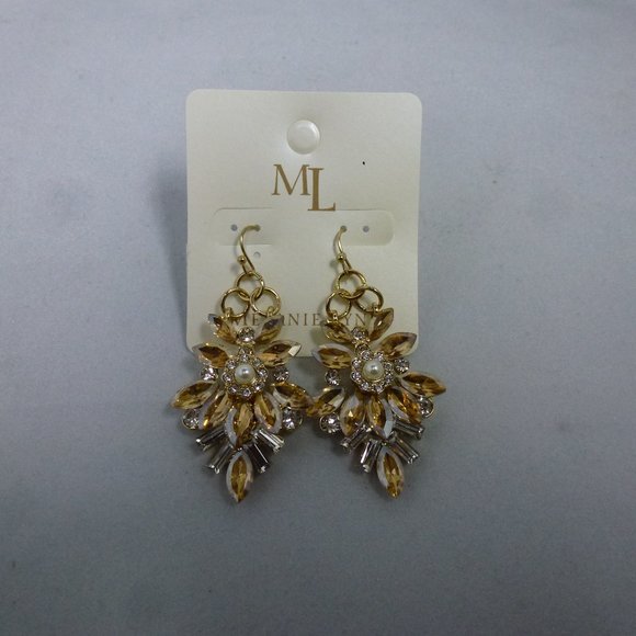MELANIE LYNE STONE GOLD TOPAZ DANGLE EARRING - Picture 2 of 5